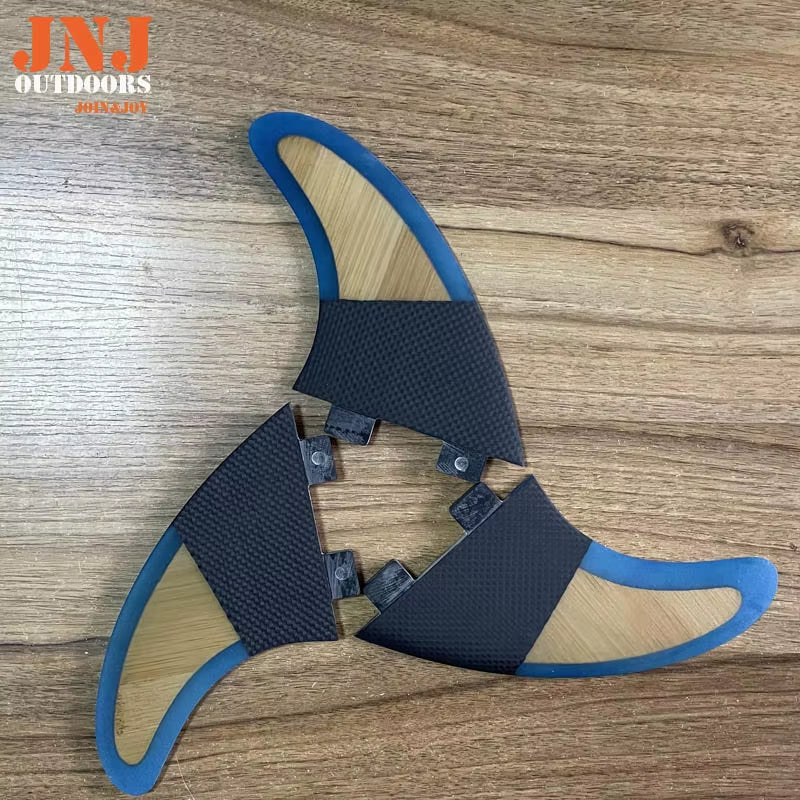 Jnj-Carbon Surfboard Fins, FCS 1, G5, Mf Medium, Fiberglass and Bamboo