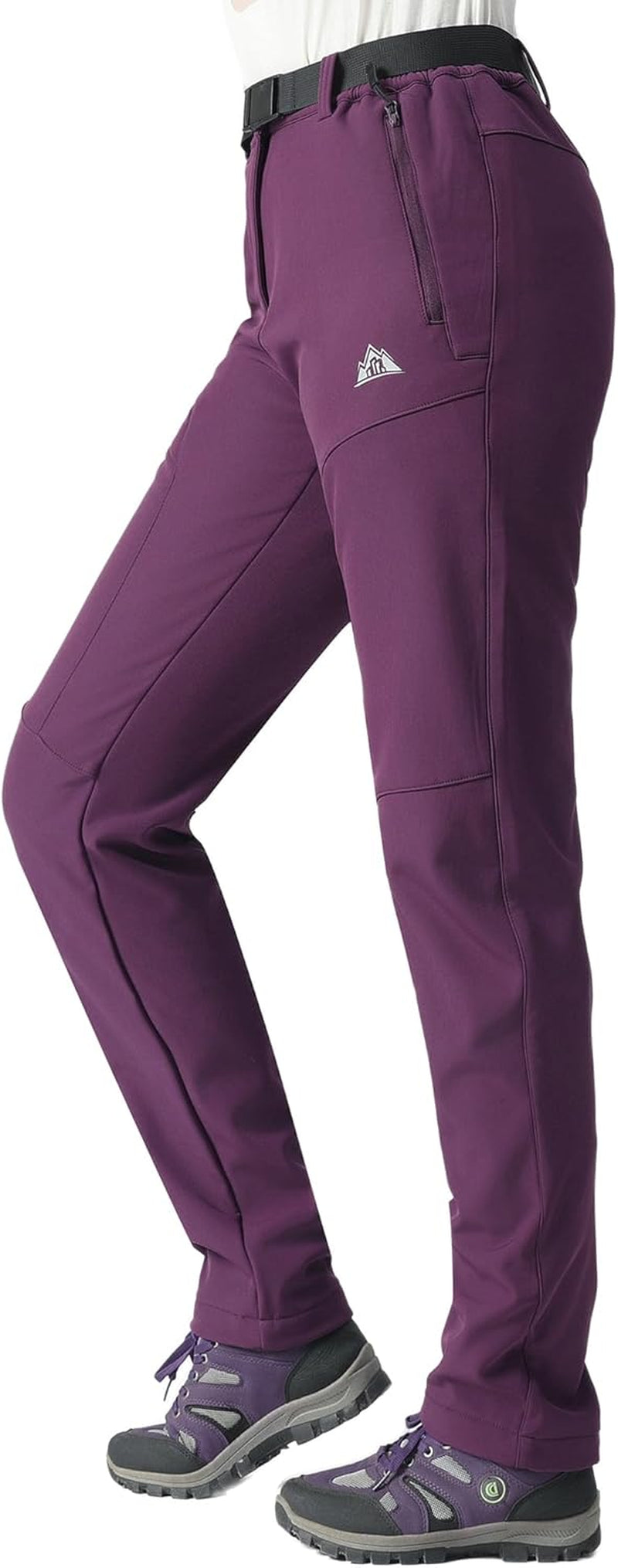 Women'S Fleece Lined Snow Ski Pants Waterproof Softshell Pants Winter Warm Insulated Hiking Pants