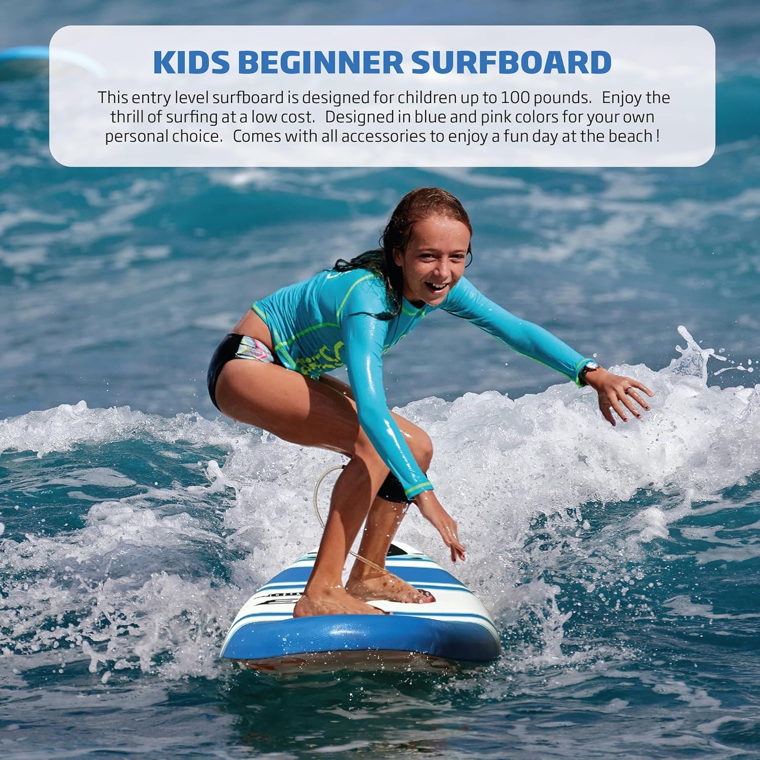 FLOWBOARD Surfboard Softboard Foam 6’ and 7’ and 8' - Includes (3) Fins 6 Foot Long Leash and (2) Wood Stringers - Kids & Adults - Beginner to Intermediate - Comes with High Performance Traction Pad