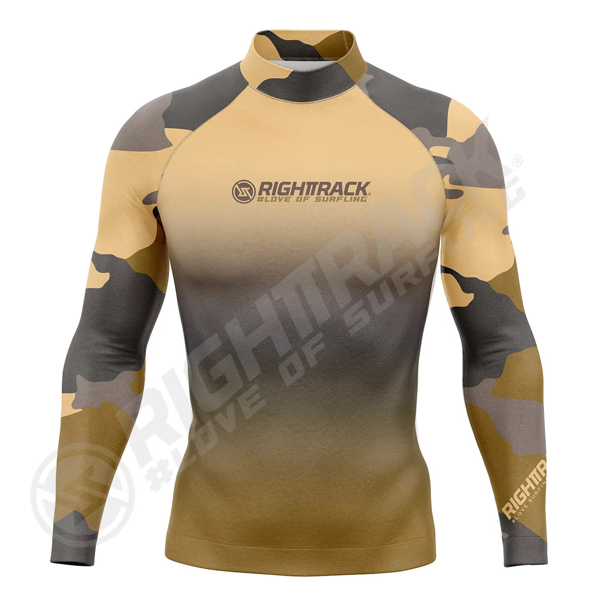 New Men'S Surfing Shirt Camouflage Gradient Lycra Rashguard RIGHTTRACK Surf Sportswear Beach UV Protection Swimwear UPF50+