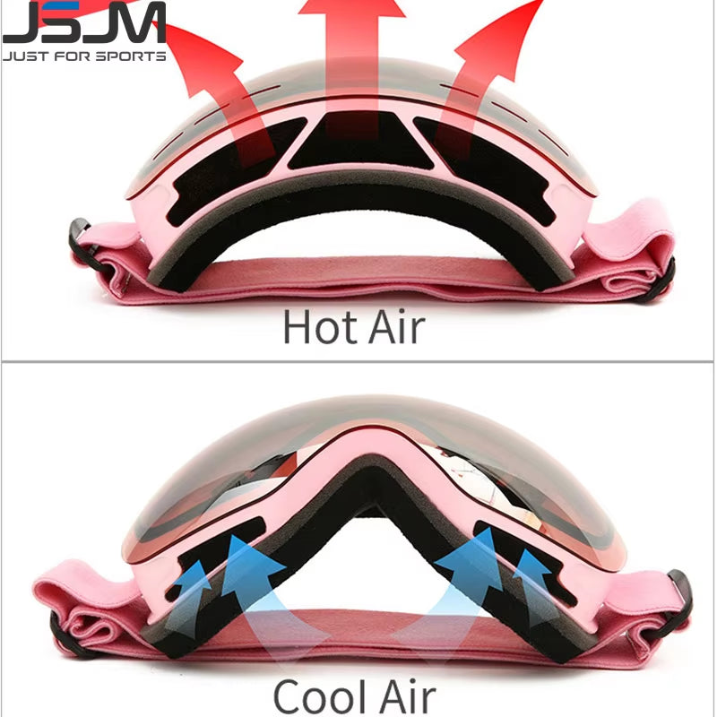 JSJM New Ski Goggles Men Women Double Layers Anti-Fog Big Ski UV400 Glasses Protection Skiing Winter Snow Snowboard Goggles