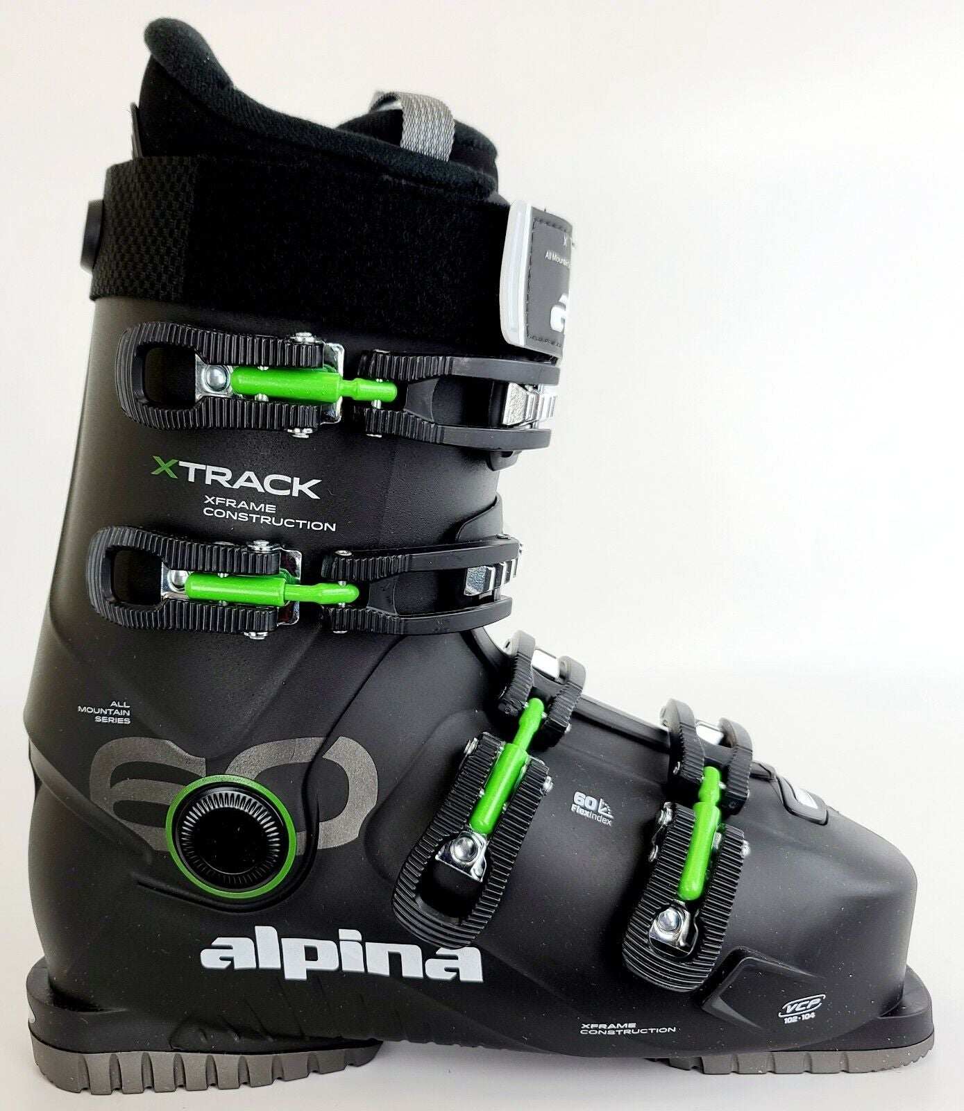 NEW $350 Men'S Alpina Xtrack 60 Black Green Ski Boots Most Sizes Available