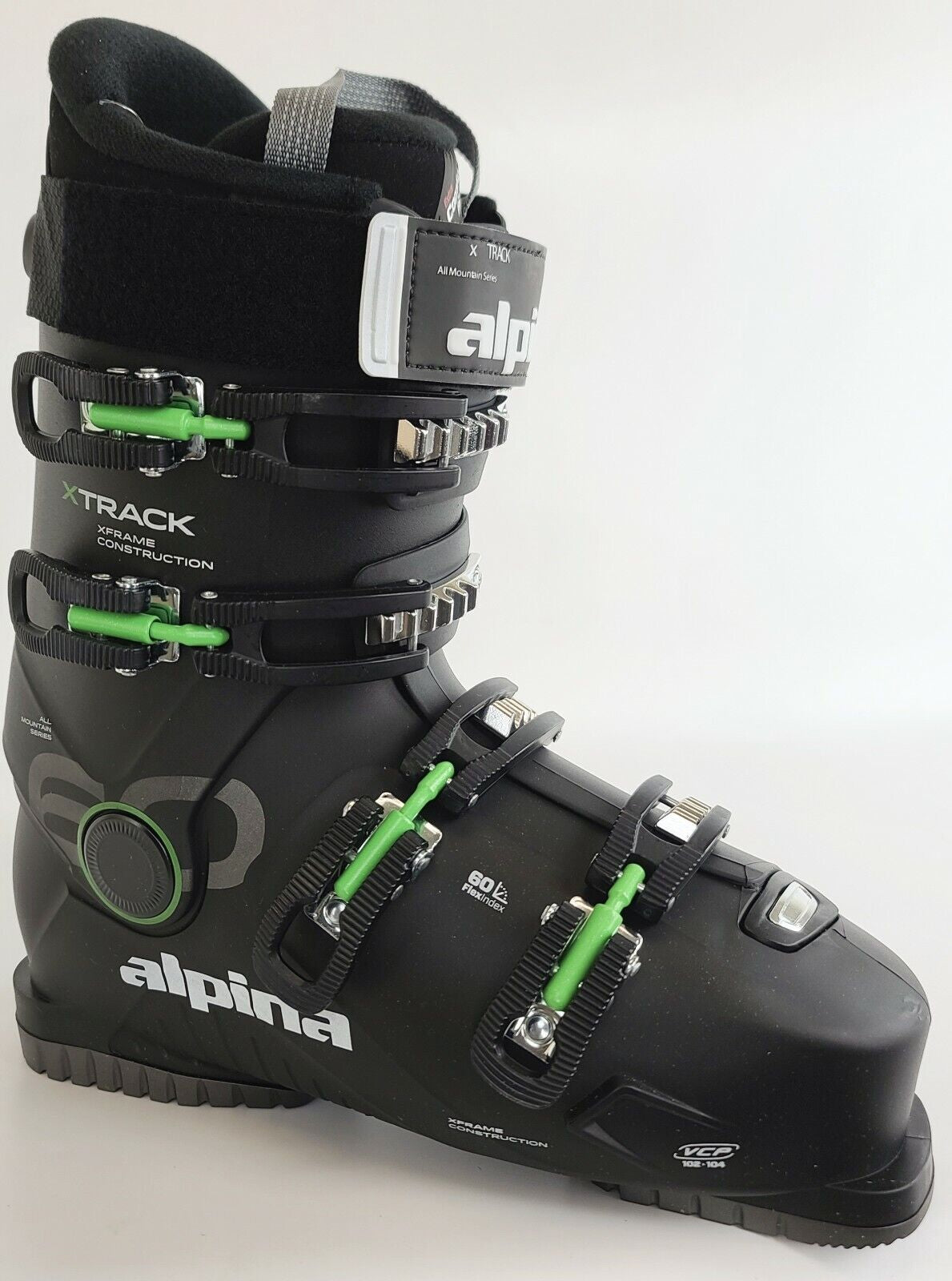 NEW $350 Men'S Alpina Xtrack 60 Black Green Ski Boots Most Sizes Available