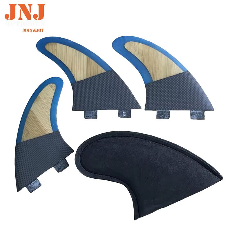 Jnj-Carbon Surfboard Fins, FCS 1, G5, Mf Medium, Fiberglass and Bamboo