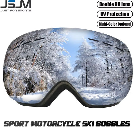 JSJM New Ski Goggles Men Women Double Layers Anti-Fog Big Ski UV400 Glasses Protection Skiing Winter Snow Snowboard Goggles