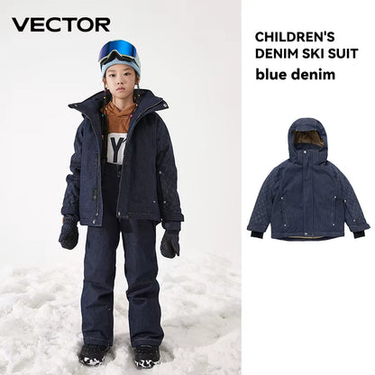 Ski Cowboy Children'S Ski Jacket Pants Warm Waterproof Boys Girls Outdoor Skiing Snowboarding Winter Ski Kids Set