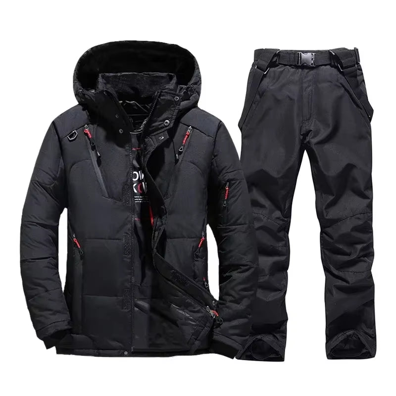 New Thermal Winter Skiing down Jacket Ski Suit Men Snowboard Bibs Pants Warm Set Male Snowmobile Clothing for Wear Overalls