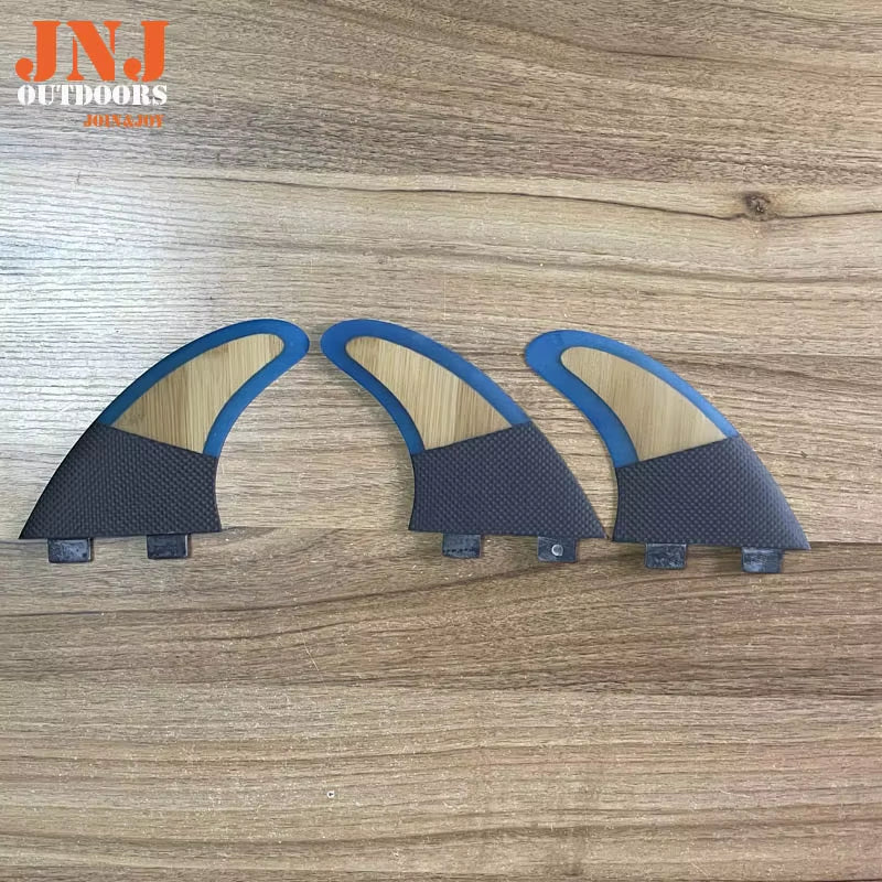 Jnj-Carbon Surfboard Fins, FCS 1, G5, Mf Medium, Fiberglass and Bamboo