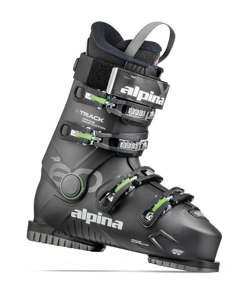 NEW $350 Men'S Alpina Xtrack 60 Black Green Ski Boots Most Sizes Available