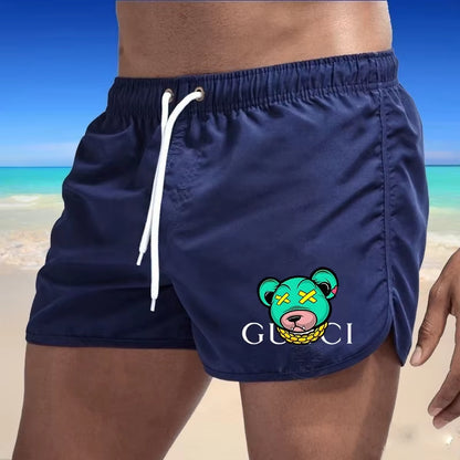 Men'S Beach Shorts Sports Surf Shorts Gym Running Quick-Drying Swimsuit Fashionable Bear Print Breathable Swimming Trunks S-4XL